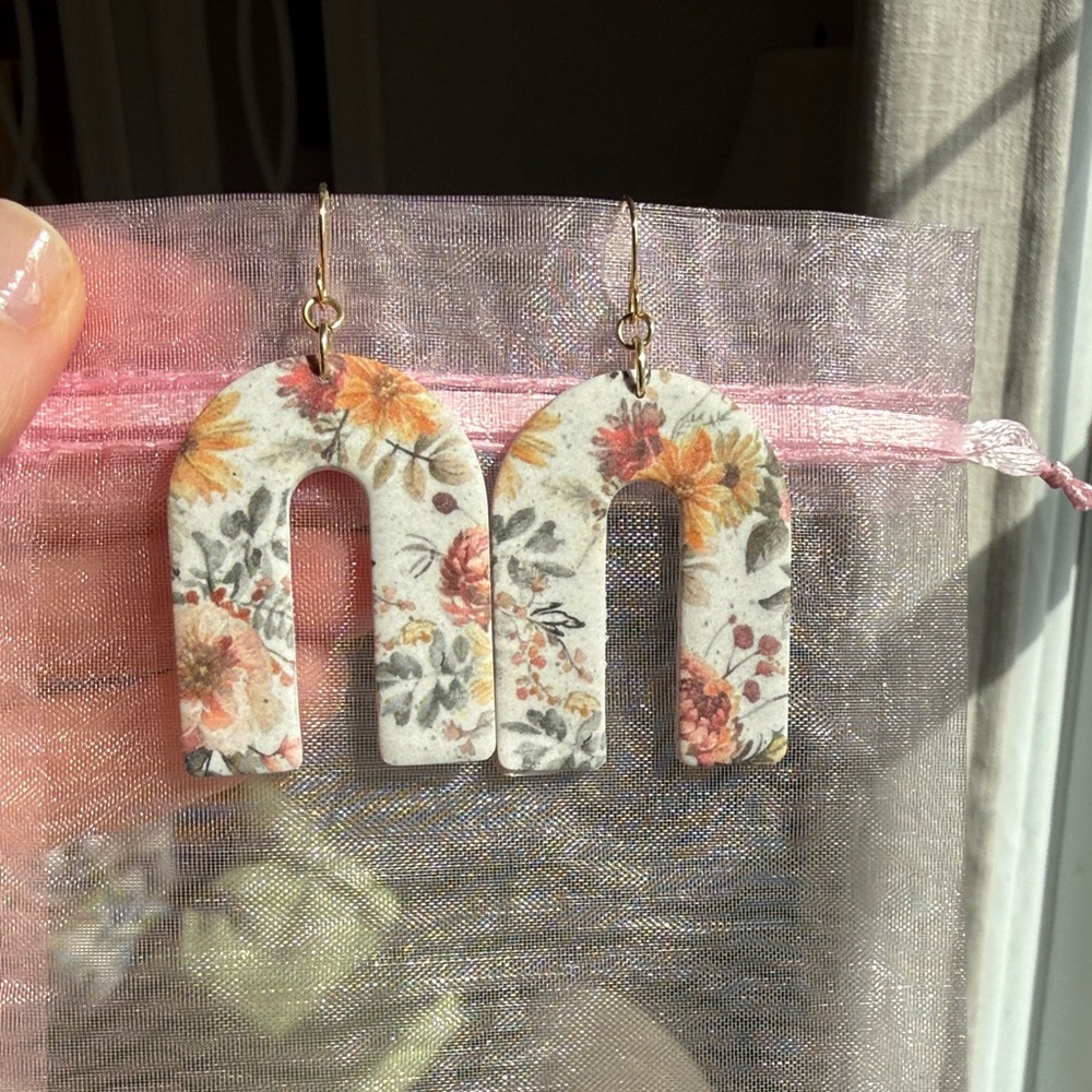 Floral Arch Clay Earrings